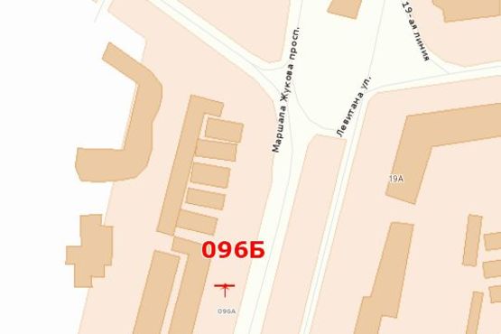 Схема рекламної площини за адресою пр-т М. Жукова, 77/1 - ул. Левитана