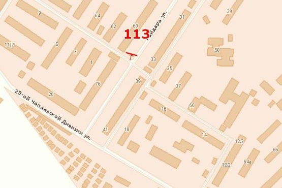 Схема рекламной плоскости по адресу ул. Ген. Вишневского - ул. Гайдара, 60