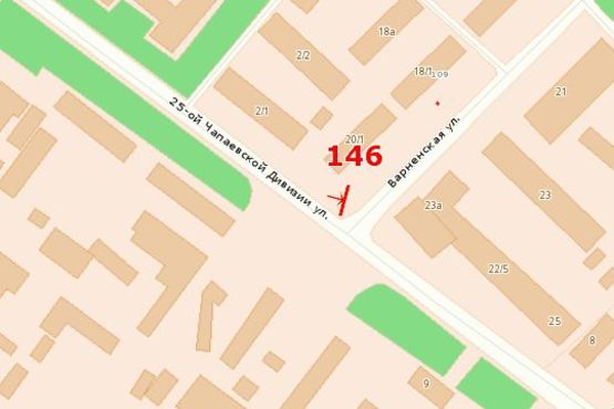 Схема рекламної площини за адресою ул. 25 Чапаевской дивизии - ул. Варненская, 20