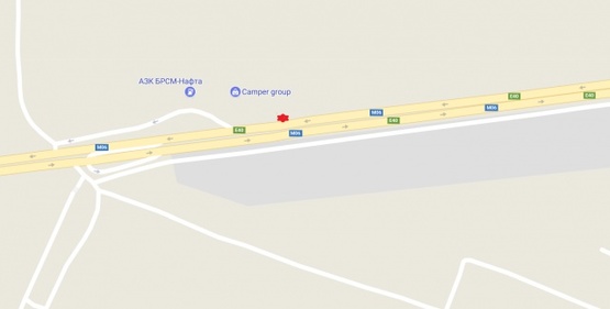 Схема рекламної площини за адресою Житомирская трасса , в направлении из Киев,  с.Мрия , 300м. перед заправкой БРСМ, 7км+700метров, правая