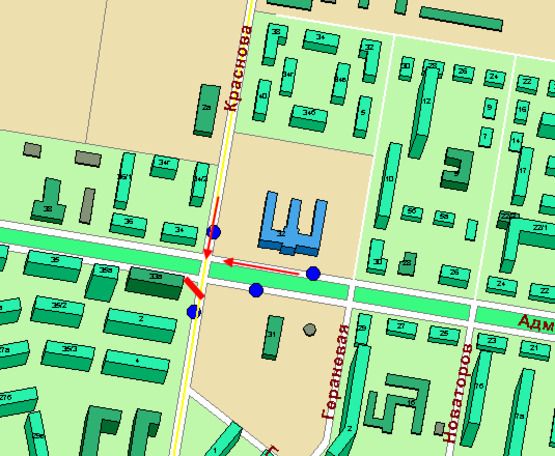 Схема рекламной плоскости по адресу ул.Краснова / Адмиральский пр-кт, 33-А (Призма)