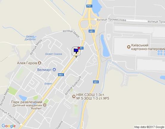 Схема рекламной плоскости по адресу м. Обухів, вул. Київська,168, біля ринку "Піщаний" та житлового комплексу "Нектарний"