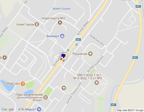 Схема рекламной плоскости по адресу м. Обухів, вул. Київська, 164 (на світлофорі)