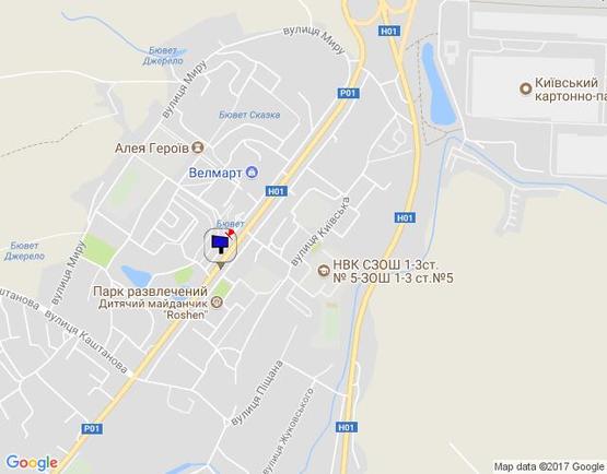 Схема рекламной плоскости по адресу м. Обухів, вул.. Київська, 144 (біля дитячого майданчика "Рошен")