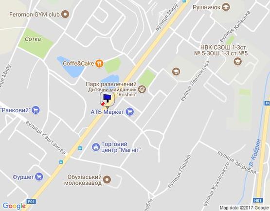 Схема рекламной плоскости по адресу м. Обухів, вул.Київська, 148,  навпроти ТЦ Магніт