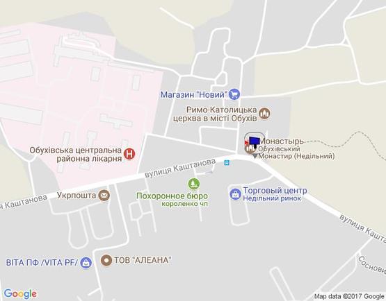 Схема рекламной плоскости по адресу м. Обухів, вул.. Каштанова, 22 (біля монастиря)