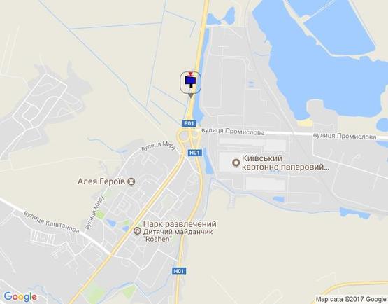 Схема рекламной плоскости по адресу км. 43+000 праворуч(Н-01 Київ-Знамянка); В'їзд в м.Обухів із Києва