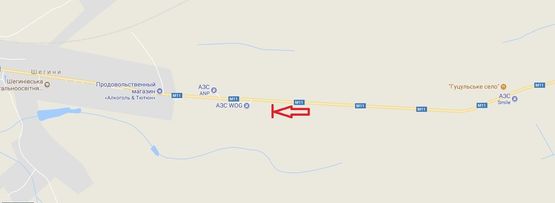 Схема рекламної площини за адресою М 11 Львів-Шегині, км 76+900, праворуч