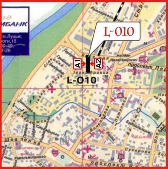 Схема рекламної площини за адресою вул. Яровиця, 16 (район вул.Івана Франка, та Набережної)