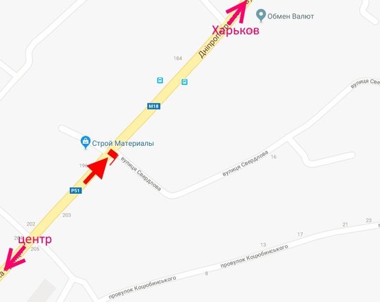 Схема рекламної площини за адресою Мерефа-ул. Днепровская-ул. Кобзаря-в ст Харькова