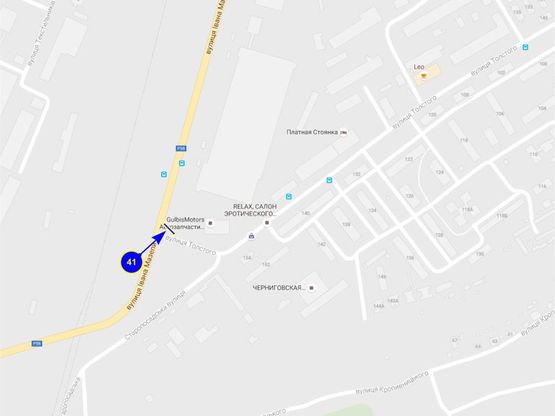 Схема рекламной плоскости по адресу ул. Мазепы х ул. Толстого (сторона А)