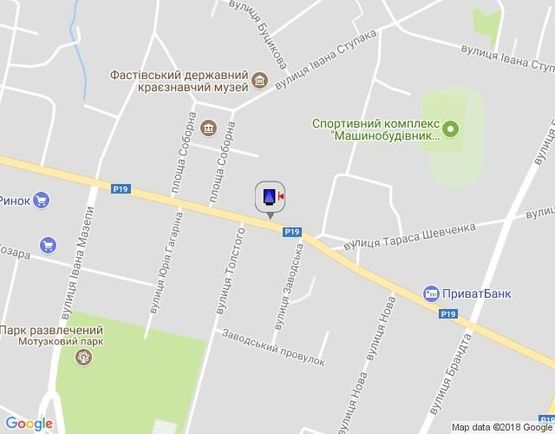 Схема рекламной плоскости по адресу г.Фастов,  перекресток ул.Льва Толстого и Соборной, 18