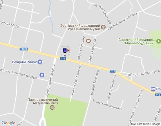 Схема рекламної площини за адресою г.Фастов, перекресток ул. Интернациональной и ул. Соборной