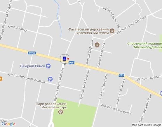 Схема рекламної площини за адресою г.Фастов, перекресток ул Соборная и Интернациональная