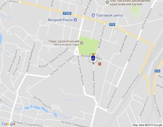 Схема рекламной плоскости по адресу г.Фастов, ул.Льва Толстого, 28, ЦРЛ