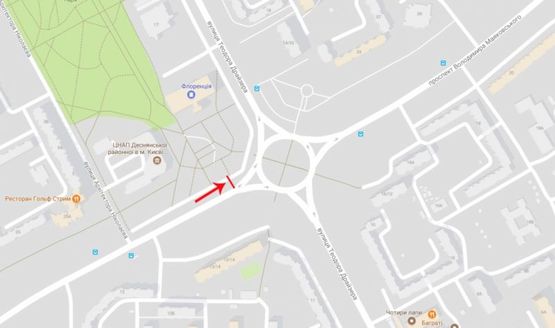 Схема рекламної площини за адресою Маяковського пр-т, возле пр-та Драйзера, со стороны пр-та Генерала Ватутина