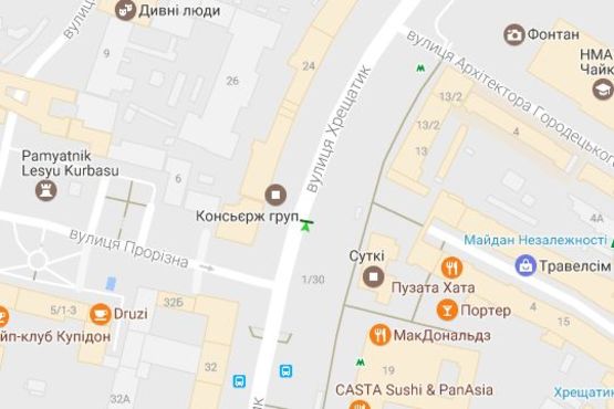 Схема рекламной плоскости по адресу Хрещатик вул., 15 (навпроти входу в "Пасаж") (№1)