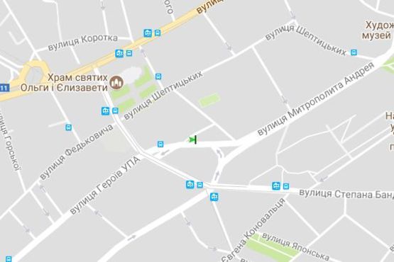 Схема рекламної площини за адресою Митрополита Андрея вул. - Степана Бандери вул.