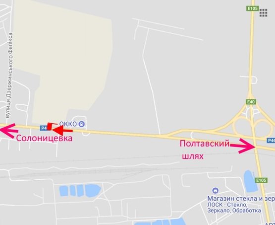 Схема рекламной плоскости по адресу ул.Залютинская -возле АЗС ОККО-1- выезд из города в ст. Солоницевки