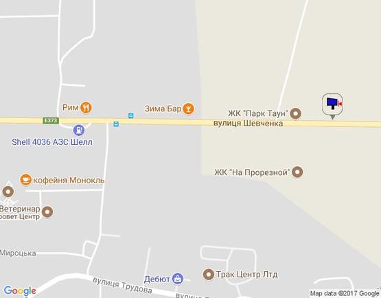 Схема рекламної площини за адресою м. Буча, траса М07, км 25+100 право, вул. Шевченка, в'їзд в Бучу,  ЖК "Парк Таун", навпроти офісу "ЖК На Прорізній"