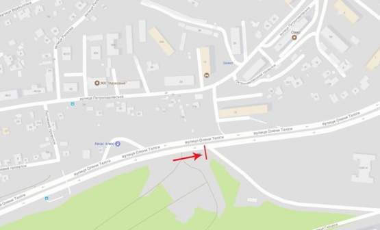 Схема рекламної площини за адресою Телиги О.ул., от ст. метро "Дорогожичи" в сторону ул. Фрунзе, напротив АЗС