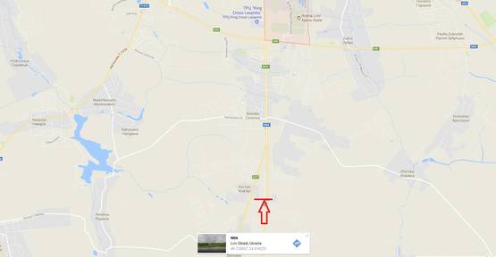 Схема рекламної площини за адресою Обїздна М-06, Київ-Чоп, в напрямку в'їзду до Львова, перед вїздом с. Ков'ярі, перед АЗС WOG (лівий)