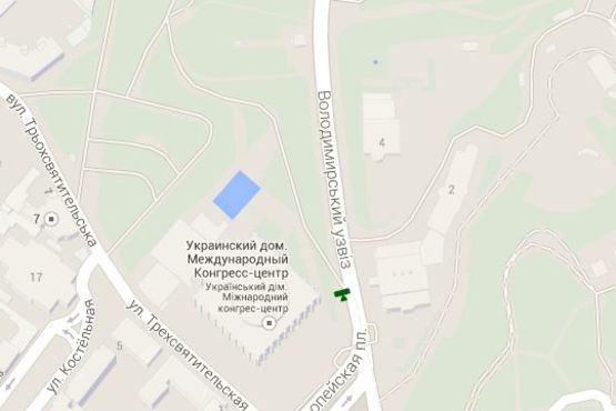 Схема рекламної площини за адресою Володимирський узвіз, (зелена зона) №1