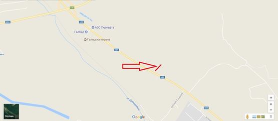 Схема рекламної площини за адресою Н-09 Мукачеве-Львів, км 435+600, ліворуч (с.Давидів, ТОВ Галсад)