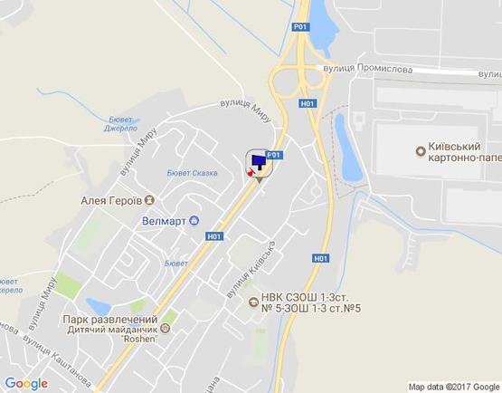 Схема рекламной плоскости по адресу м. Обухів, вул. Київська,168, біля ринку "Піщаний" та житлового комплексу "Нектарний"