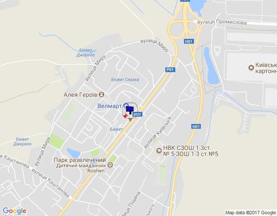 Схема рекламної площини за адресою м. Обухів, вул..Київська, 117  (автозупинка  "Піщана")