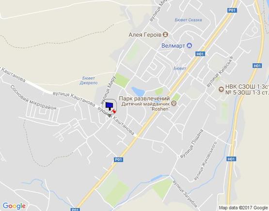 Схема рекламной плоскости по адресу м. Обухів, вул.. Каштанова, 9 , навпроти ринку "Ранковий", біля СТО