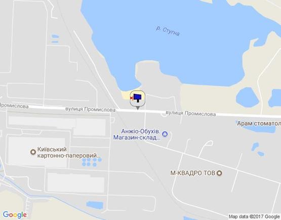 Схема рекламной плоскости по адресу м. Обухів, вул.Промислова, поворот до Заводу пористих матеріалів "АЕРОК";