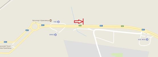 Схема рекламной плоскости по адресу М 10 Львів-Краківець, км 69+020, праворуч