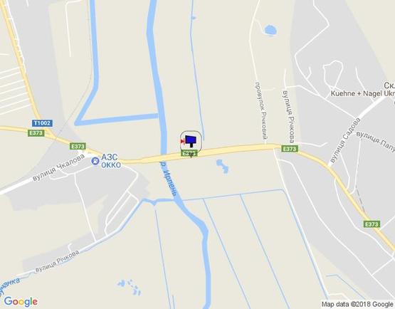 Схема рекламної площини за адресою м. Ірпінь, траса М-07, км 23+100 ліво