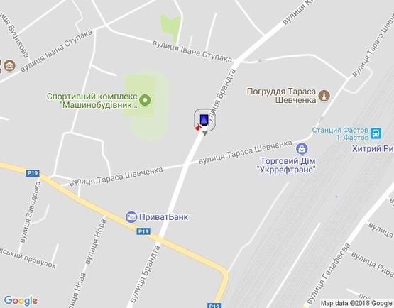 Схема рекламной плоскости по адресу г.Фастов, перекресток  ул.Орджоникидзе и Шевченко, 31