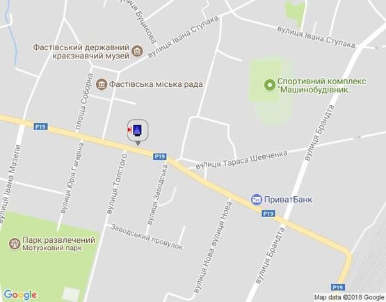 Схема рекламної площини за адресою г.Фастов,  перекресток ул.Льва Толстого и Соборной, 18