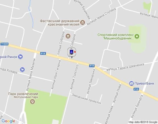 Схема рекламной плоскости по адресу г.Фастов,  перекресток ул.Льва Толстого и Соборной, 18