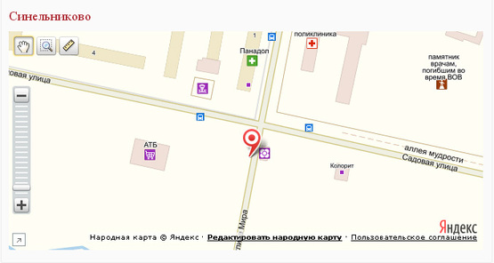 Схема рекламної площини за адресою вул. Садова (вул.50 років Жовтня)/ вул. Миру