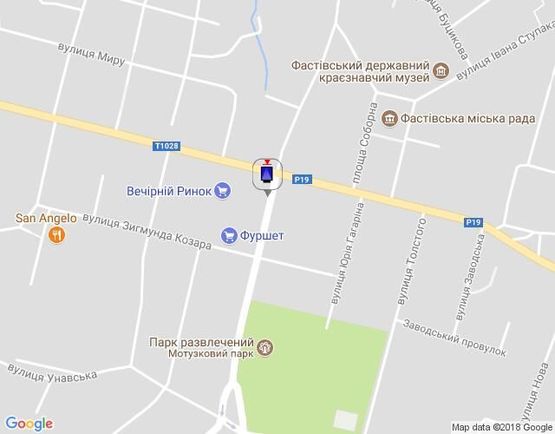 Схема рекламної площини за адресою г.Фастов, ул.Интернациональная, м-н Фокстрот