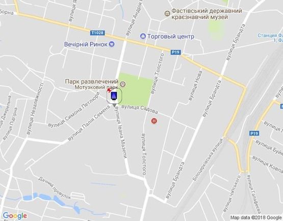 Схема рекламной плоскости по адресу г.Фастов, ул.Интернациональная, 14, ресторан Старая Прага, авт.остановка