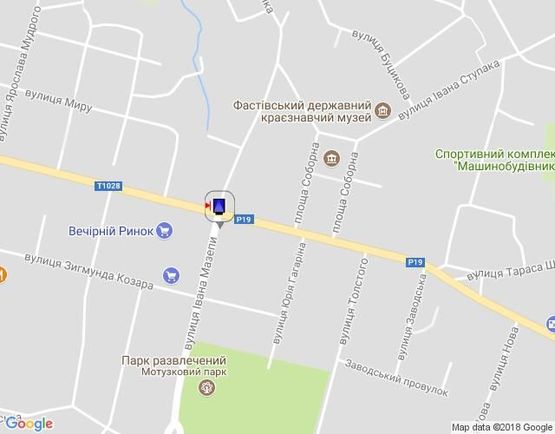 Схема рекламної площини за адресою г.Фастов, перекресток ул Соборная и Интернациональная