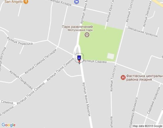 Схема рекламной плоскости по адресу г.Фастов, ул.Интернациональная, 14, ресторан Старая Прага, авт.остановка