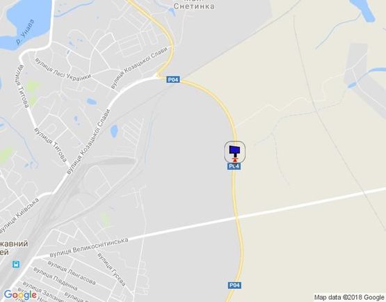 Схема рекламной плоскости по адресу г.Фастов Окружная дорога между ул.Великоснитынской и ул.Щербакова. 500 м от перекрестка с ул.Великоснитынской