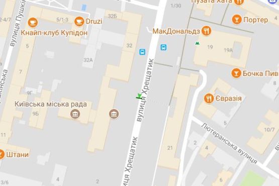 Схема рекламної площини за адресою Хрещатик вул., 34 (магазин "Grand Gallery")  (№1)