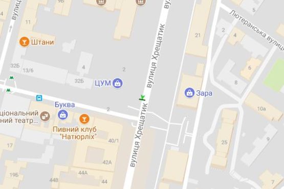 Схема рекламної площини за адресою Хрещатик вул., 38 (ЦУМ) №2 (№1)