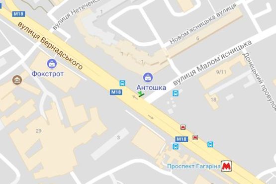 Схема рекламної площини за адресою Вернадського вул. - Малом`ясницька вул.