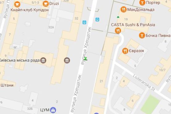 Схема рекламной плоскости по адресу Хрещатик вул., 21 (магазин "Діамант")