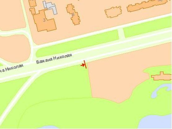 Схема рекламной плоскости по адресу Бажана 5 в центра левый