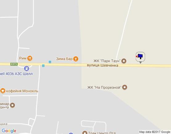 Схема рекламної площини за адресою м. Буча, траса М07, км 25+100 право, вул. Шевченка,  ЖК "Парк Таун", навпроти офісу "ЖК На Прорізній"