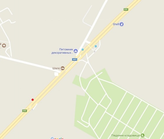 Схема рекламной плоскости по адресу Одесская трасса, в направлении с.Глеваха, 230 м  после мотель-ресторана "Шале", 9км+630метров